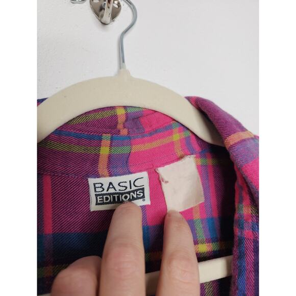 Vintage 90s Basic Editions Pink Plaid Oversized Fall Autumn Mom Denim Jeans - Picture 3 of 4